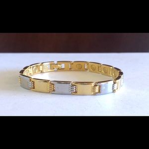 Gold and Silver Two Tone Mens Magnetic Bracelet